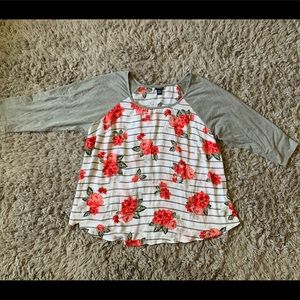 Torrid sheer baseball tee / blouse size 3